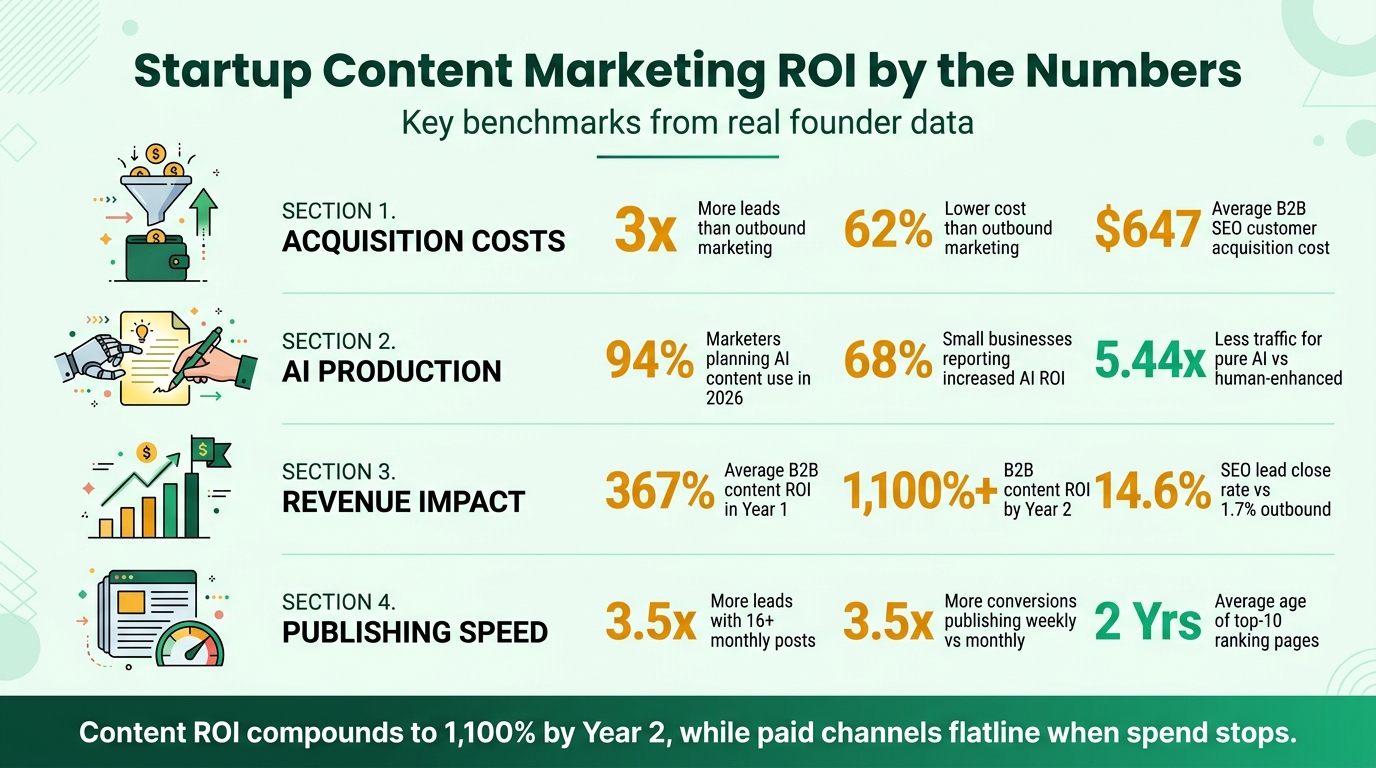 Startup Content Marketing ROI Statistics for Founders